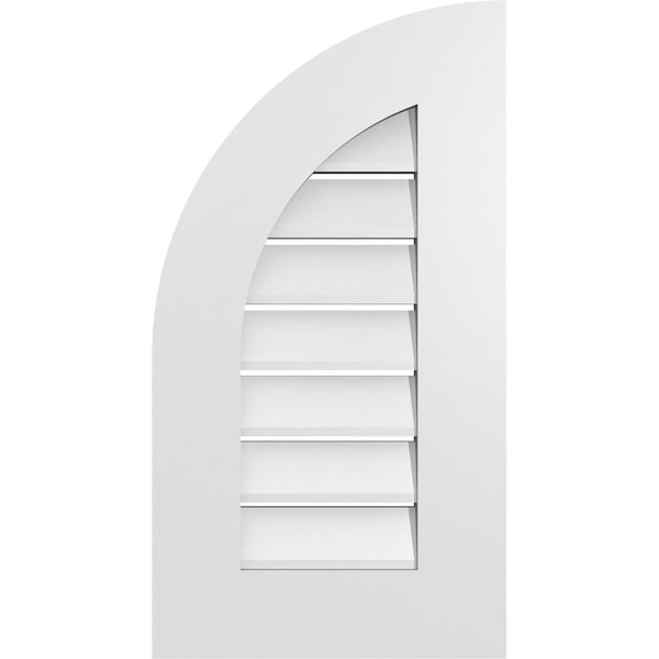 Ekena Millwork Quarter Round Top Left Surface Mount PVC Gable Vent w/ 3-1/2"W x 1"P Standard Frame, 14"W x 26"H - GVPQL14X2601SF
