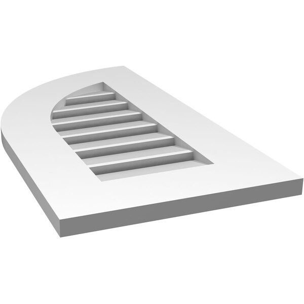 Ekena Millwork Quarter Round Top Left Surface Mount PVC Gable Vent w/ 3-1/2"W x 1"P Standard Frame, 14"W x 26"H - GVPQL14X2601SF
