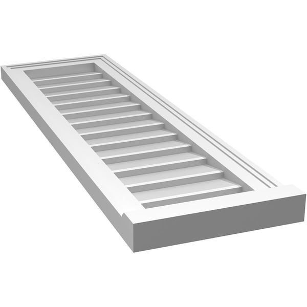 Ekena Millwork Vertical Surface Mount PVC Gable Vent w/ 2"W x 2"H , Brickmould Sill Frame, 12"W x 40"H - GVPVE12X4003SN
