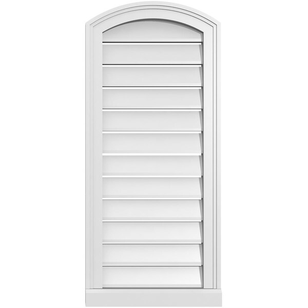 Ekena Millwork Arch Top Surface Mount PVC Gable Vent w/ 2"W x 2"P Brickmould Sill Frame, 16"W x 34"H - GVPAR16X3403SN