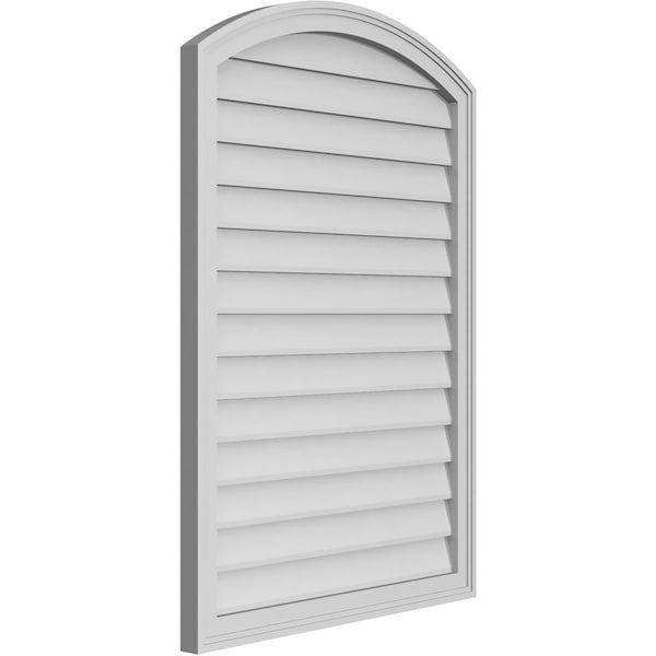 Ekena Millwork Arch Top Surface Mount PVC Gable Vent: Functional, w/ 2"W x 1-1/2"P Brickmould Frame, 30"W x 42"H - GVPAR30X4202SF