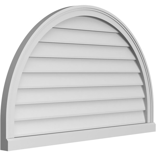 Ekena Millwork Round Top Surface Mount PVC Gable Vent w/ 2"W x 2"P Brickmould Sill Frame, 42"W x 26"H - GVPRT42X2603SN