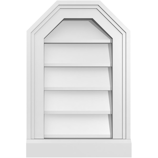 Ekena Millwork Octagonal Top Surface Mount PVC Gable Vent w/ 2"W x 2"P Brickmould Sill Frame, 12"W x 18"H - GVPOT12X1803SN