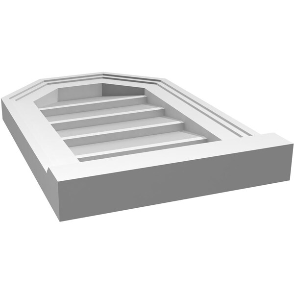 Ekena Millwork Octagonal Top Surface Mount PVC Gable Vent w/ 2"W x 2"P Brickmould Sill Frame, 12"W x 18"H - GVPOT12X1803SN