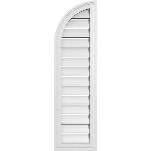 Ekena Millwork Quarter Round Top Left Surface Mount PVC Gable Vent w/ 2"W x 1-1/2"P Brickmould Frame, 12"W x 42"H - GVPQL12X4202SF