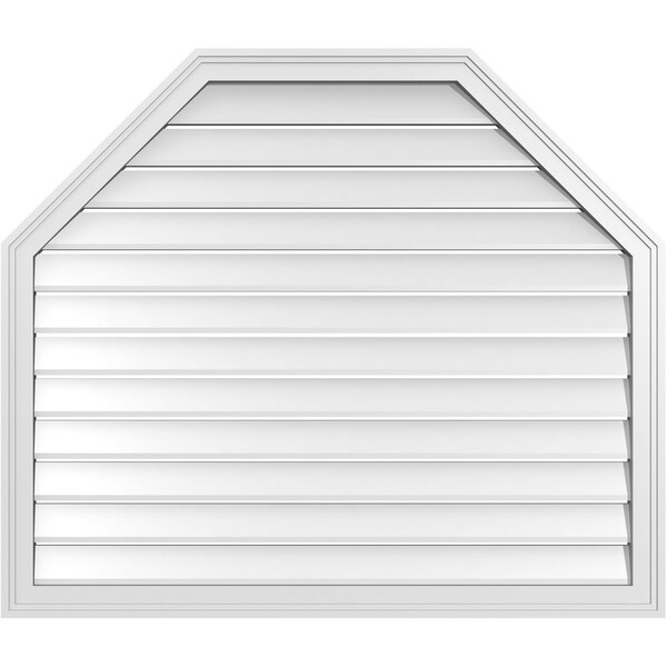 Ekena Millwork Octagonal Top Surface Mount PVC Gable Vent w/ 2"W x 1-1/2"P Brickmould Frame, 42"W x 36"H - GVPOT42X3602SF