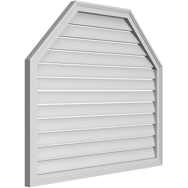 Ekena Millwork Octagonal Top Surface Mount PVC Gable Vent w/ 2"W x 1-1/2"P Brickmould Frame, 42"W x 36"H - GVPOT42X3602SF