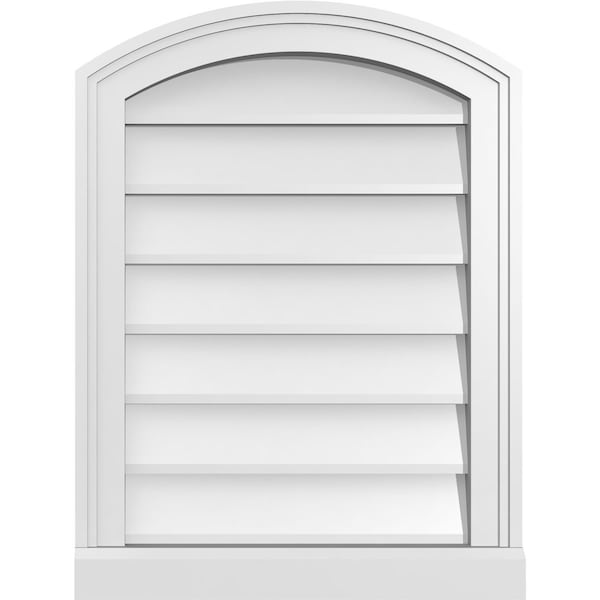 Ekena Millwork Arch Top Surface Mount PVC Gable Vent: Functional, w/ 2"W x 2"P Brickmould Sill Frame, 18"W x 24"H - GVPAR18X2403SF