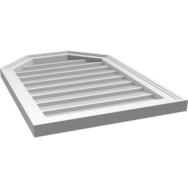 Ekena Millwork Octagonal Top Surface Mount PVC Gable Vent w/ 2"W x 1-1/2"P Brickmould Frame, 20"W x 28"H - GVPOT20X2802SN