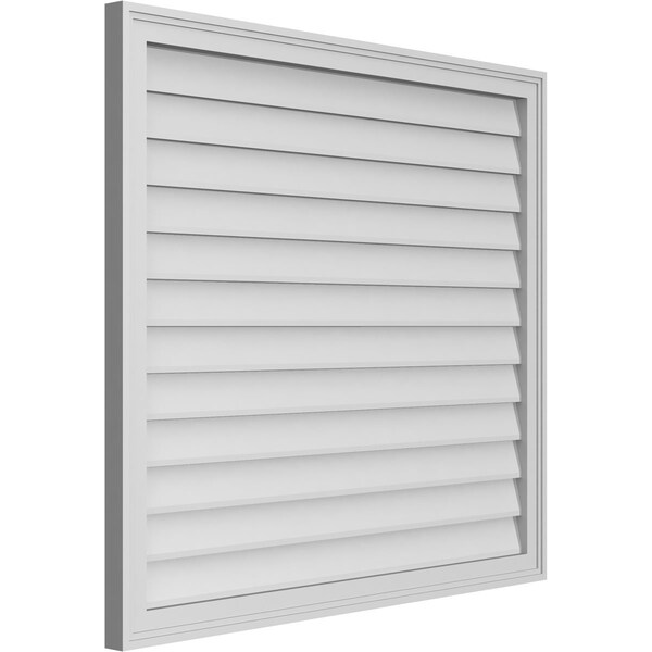 Ekena Millwork Vertical Surface Mount PVC Gable Vnt: Non-Functional, w/2"W x 1-1/2"H, Brickmould Frame, 40"W x 36"H - GVPVE40X3602SN