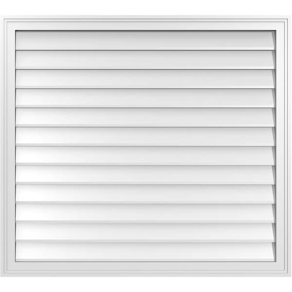 Ekena Millwork Vertical Surface Mount PVC Gable Vnt: Non-Functional, w/2"W x 1-1/2"H, Brickmould Frame, 40"W x 36"H - GVPVE40X3602SN