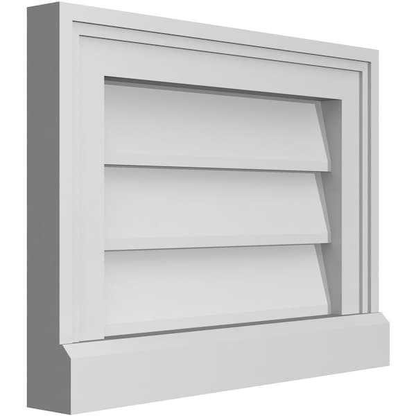 Ekena Millwork Vertical Surface Mount PVC Gable Vent w/ 2"W x 2"H , Brickmould Sill Frame, 16"W x 12"H - GVPVE16X1203SN