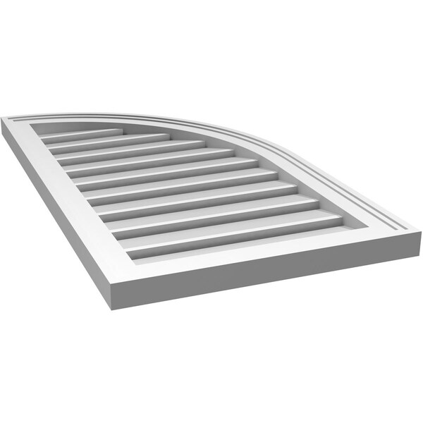 Ekena Millwork Quarter Round Top Right Surface Mount PVC Gable Vent w/ 2"W x 2"P Brickmould Sill Frame, 18"W x 32"H - GVPQR18X3203SF