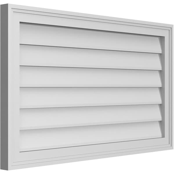 Ekena Millwork Vertical Surface Mount PVC Gable Vnt: Non-Functional, w/2"W x 1-1/2"H, Brickmould Frame, 34"W x 20"H - GVPVE34X2002SN