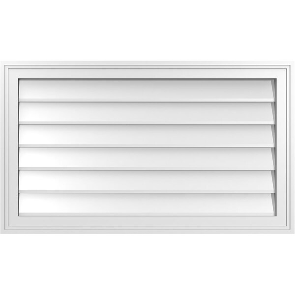 Ekena Millwork Vertical Surface Mount PVC Gable Vnt: Non-Functional, w/2"W x 1-1/2"H, Brickmould Frame, 34"W x 20"H - GVPVE34X2002SN