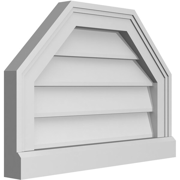 Ekena Millwork Octagonal Top Surface Mount PVC Gable Vent w/ 2"W x 2"P Brickmould Sill Frame, 20"W x 14"H - GVPOT20X1403SN