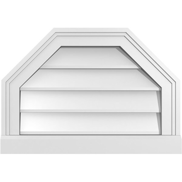 Ekena Millwork Octagonal Top Surface Mount PVC Gable Vent w/ 2"W x 2"P Brickmould Sill Frame, 20"W x 14"H - GVPOT20X1403SN