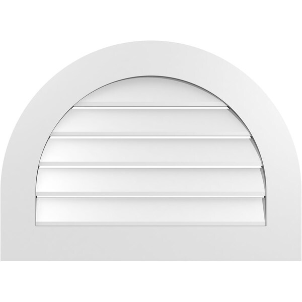 Ekena Millwork Round Top Surface Mount PVC Gable Vent: Functional, w/ 3-1/2"W x 1"P Standard Frame, 30"W x 22"H - GVPRT30X2201SF