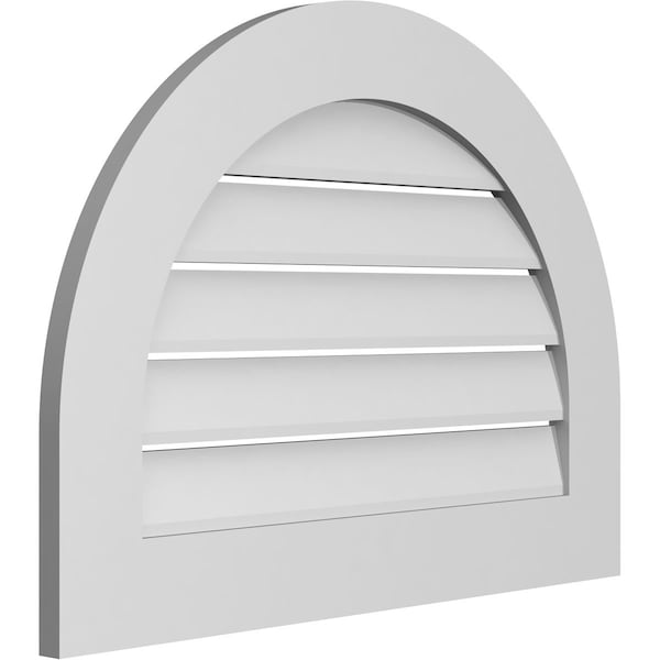 Ekena Millwork Round Top Surface Mount PVC Gable Vent: Functional, w/ 3-1/2"W x 1"P Standard Frame, 30"W x 22"H - GVPRT30X2201SF