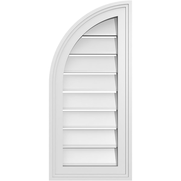 Ekena Millwork Quarter Round Top Left Surface Mount PVC Gable Vent w/ 2"W x 1-1/2"P Brickmould Frame, 12"W x 26"H - GVPQL12X2602SF