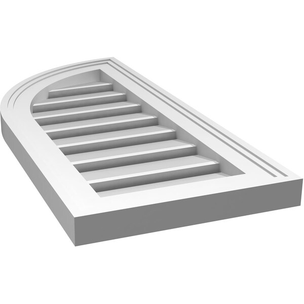 Ekena Millwork Quarter Round Top Left Surface Mount PVC Gable Vent w/ 2"W x 1-1/2"P Brickmould Frame, 12"W x 26"H - GVPQL12X2602SF