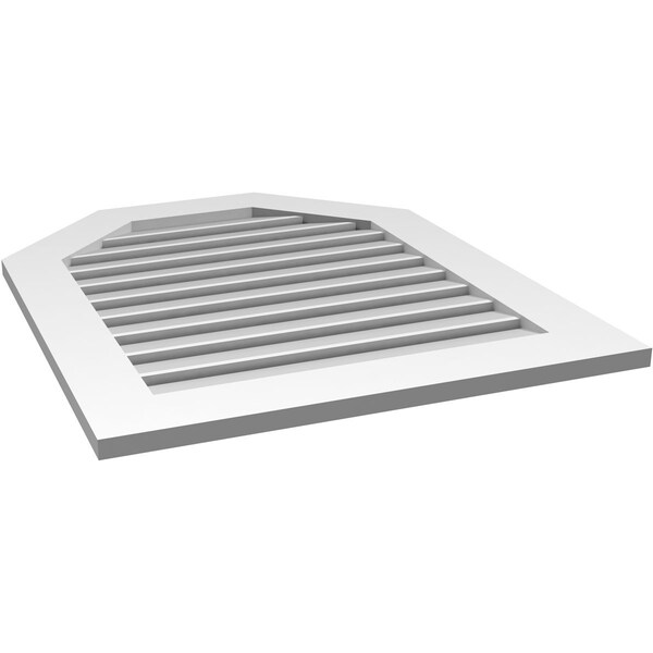 Ekena Millwork Octagonal Top Surface Mount PVC Gable Vent: Functional, w/ 3-1/2"W x 1"P Standard Frame, 28"W x 34"H - GVPOT28X3401SF