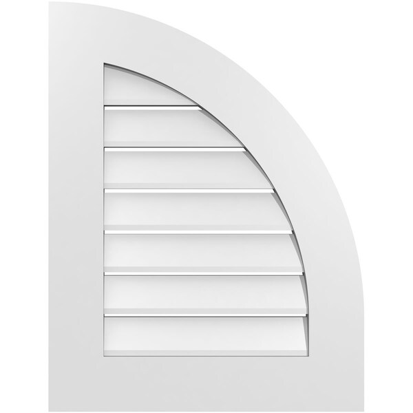 Ekena Millwork Quarter Round Top Right Surface Mount PVC Gable Vent w/ 3-1/2"W x 1"P Standard Frame, 20"W x 26"H - GVPQR20X2601SF