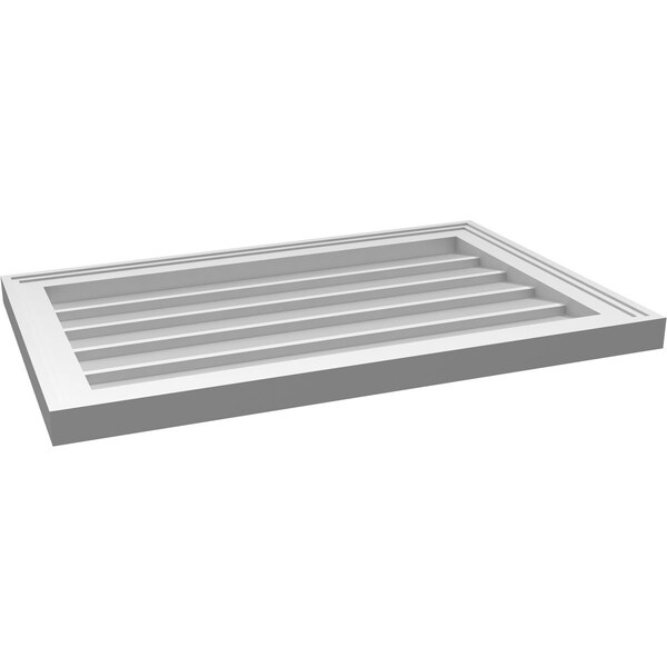 Ekena Millwork Vertical Surface Mount PVC Gable Vnt: Non-Functional, w/2"W x 1-1/2"H, Brickmould Frame, 28"W x 18"H - GVPVE28X1802SN