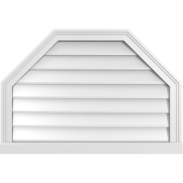 Ekena Millwork Octagonal Top Surface Mount PVC Gable Vent w/ 2"W x 2"P Brickmould Sill Frame, 32"W x 22"H - GVPOT32X2203SN