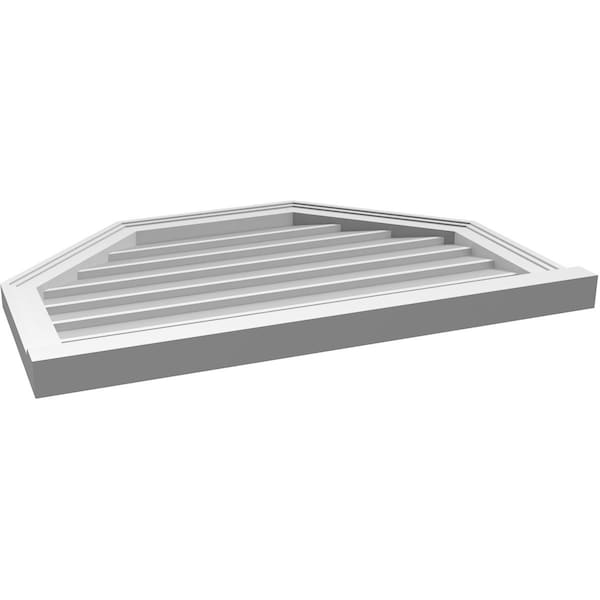 Ekena Millwork Octagonal Top Surface Mount PVC Gable Vent w/ 2"W x 2"P Brickmould Sill Frame, 32"W x 22"H - GVPOT32X2203SN
