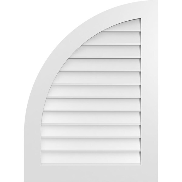 Ekena Millwork Quarter Round Top Left Surface Mount PVC Gable Vent w/ 3-1/2"W x 1"P Standard Frame, 28"W x 38"H - GVPQL28X3801SN