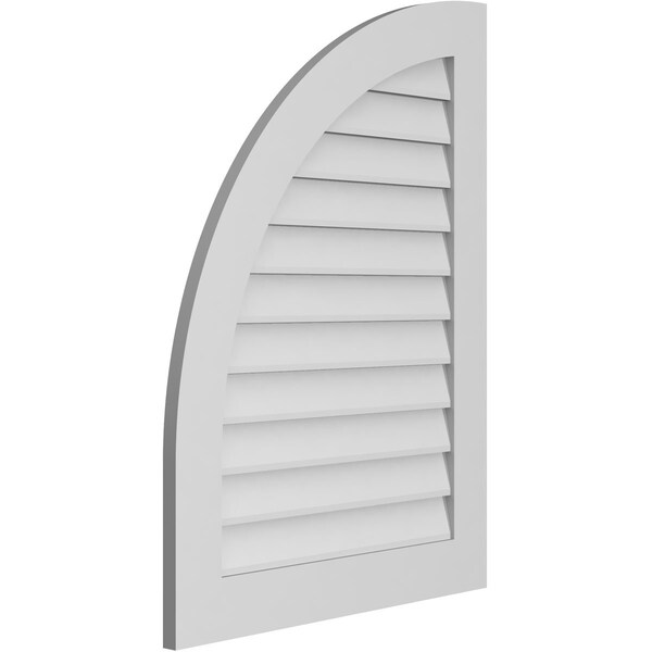 Ekena Millwork Quarter Round Top Left Surface Mount PVC Gable Vent w/ 3-1/2"W x 1"P Standard Frame, 28"W x 38"H - GVPQL28X3801SN
