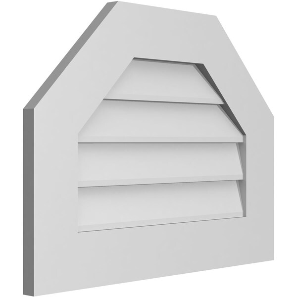 Ekena Millwork Octagonal Top Surface Mount PVC Gable Vent w/ 3-1/2"W x 1"P Standard Frame, 24"W x 18"H - GVPOT24X1801SN