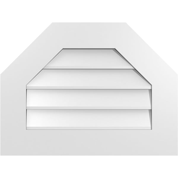 Ekena Millwork Octagonal Top Surface Mount PVC Gable Vent w/ 3-1/2"W x 1"P Standard Frame, 24"W x 18"H - GVPOT24X1801SN