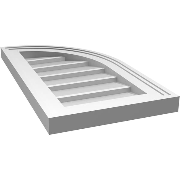 Ekena Millwork Quarter Round Top Right Surface Mount PVC Gable Vent w/ 2"W x 2"P Brickmould Sill Frame, 12"W x 22"H - GVPQR12X2203SN