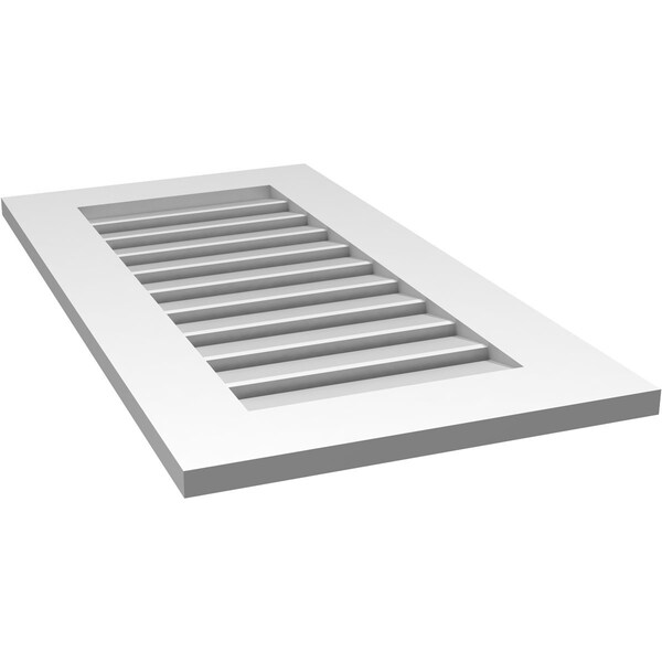 Ekena Millwork Vertical Surface Mount PVC Gable Vent: Functional, w/ 3-1/2"W x 1"P Standard Frame, 18"W x 34"H - GVPVE18X3401SF