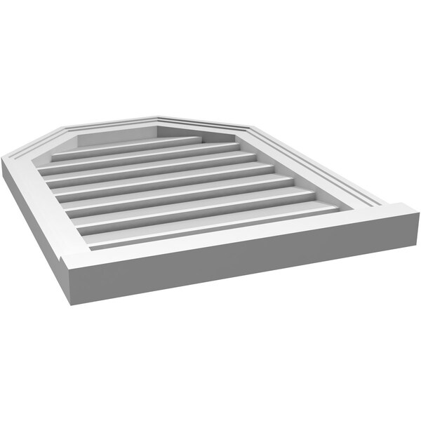 Ekena Millwork Octagonal Top Surface Mount PVC Gable Vent w/ 2"W x 2"P Brickmould Sill Frame, 20"W x 26"H - GVPOT20X2603SF