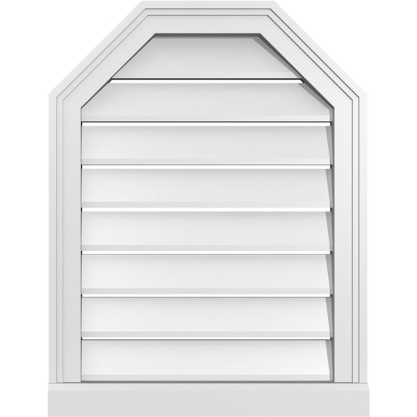 Ekena Millwork Octagonal Top Surface Mount PVC Gable Vent w/ 2"W x 2"P Brickmould Sill Frame, 20"W x 26"H - GVPOT20X2603SF