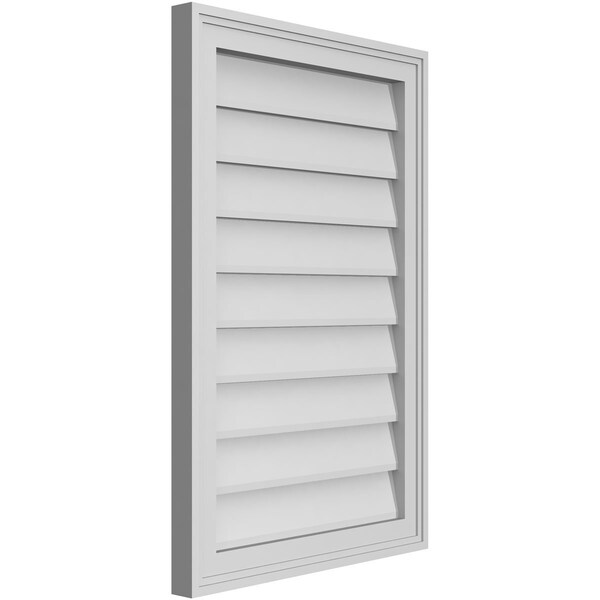 Ekena Millwork Vertical Surface Mount PVC Gable Vnt: Non-Functional, w/2"W x 1-1/2"H, Brickmould Frame, 20"W x 30"H - GVPVE20X3002SN