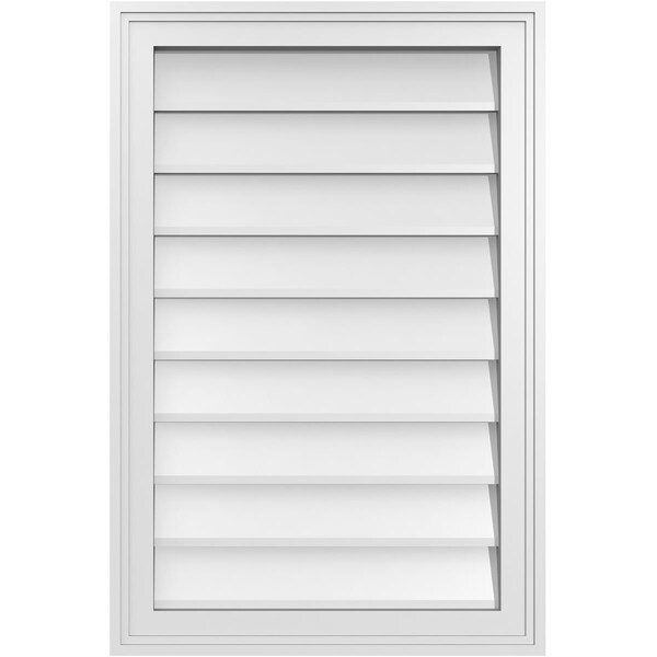Ekena Millwork Vertical Surface Mount PVC Gable Vnt: Non-Functional, w/2"W x 1-1/2"H, Brickmould Frame, 20"W x 30"H - GVPVE20X3002SN