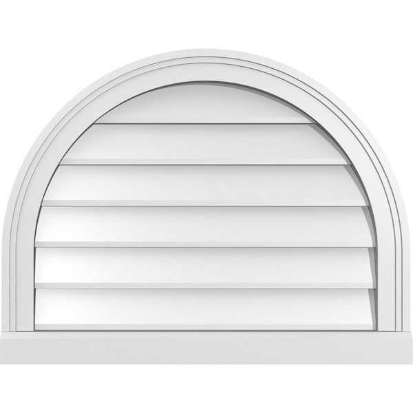Ekena Millwork Round Top Surface Mount PVC Gable Vent w/ 2"W x 2"P Brickmould Sill Frame, 26"W x 20"H - GVPRT26X2003SN