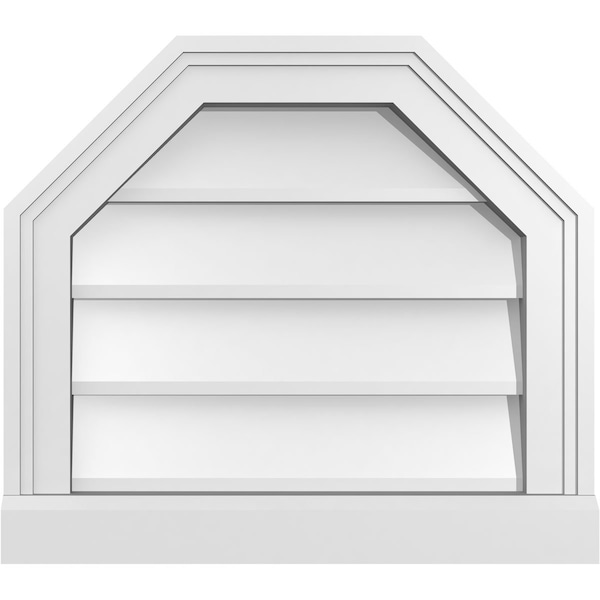 Ekena Millwork Octagonal Top Surface Mount PVC Gable Vent w/ 2"W x 2"P Brickmould Sill Frame, 18"W x 16"H - GVPOT18X1603SN