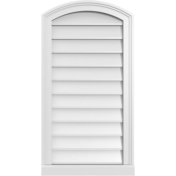 Ekena Millwork Arch Top Surface Mount PVC Gable Vent: Functional, w/ 2"W x 2"P Brickmould Sill Frame, 18"W x 34"H - GVPAR18X3403SF