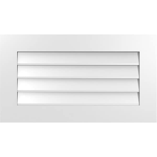 Ekena Millwork Vertical Surface Mount PVC Gable Vent: Non-Functional, w/3-1/2"W x 1"H, Standard Frame, 32"W x 18"H - GVPVE32X1801SN