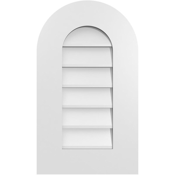 Ekena Millwork Round Top Surface Mount PVC Gable Vent: Non-Functional, w/ 3-1/2"W x 1"P Standard Frame, 14"W x 24"H - GVPRT14X2401SN