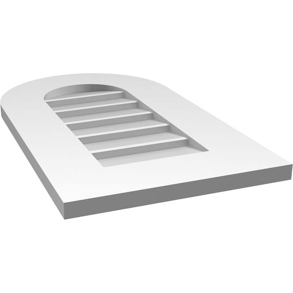 Ekena Millwork Round Top Surface Mount PVC Gable Vent: Non-Functional, w/ 3-1/2"W x 1"P Standard Frame, 14"W x 24"H - GVPRT14X2401SN