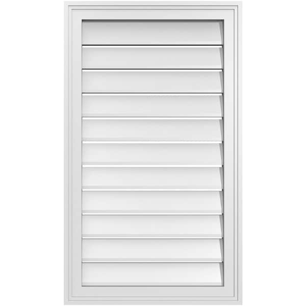 Ekena Millwork Vertical Surface Mount PVC Gable Vent: Functional, w/ 2"W x 1-1/2"P Brickmould Frame, 20"W x 34"H - GVPVE20X3402SF