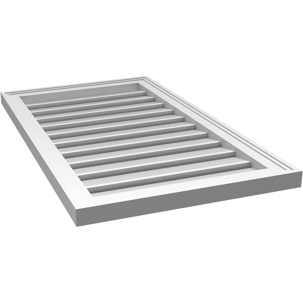 Ekena Millwork Vertical Surface Mount PVC Gable Vent: Functional, w/ 2"W x 1-1/2"P Brickmould Frame, 20"W x 34"H - GVPVE20X3402SF