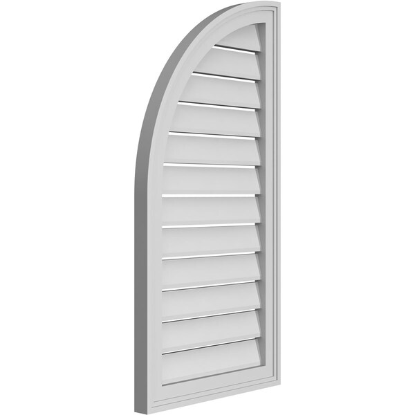 Ekena Millwork Quarter Round Top Left Surface Mount PVC Gable Vent w/ 2"W x 1-1/2"P Brickmould Frame, 18"W x 36"H - GVPQL18X3602SF