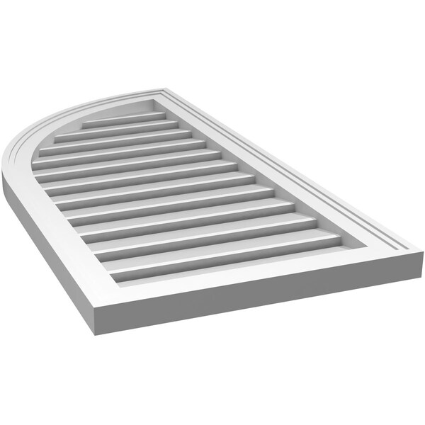 Ekena Millwork Quarter Round Top Left Surface Mount PVC Gable Vent w/ 2"W x 1-1/2"P Brickmould Frame, 18"W x 36"H - GVPQL18X3602SF